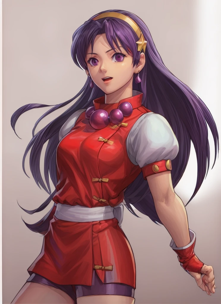 Athena Asamiya is standing。