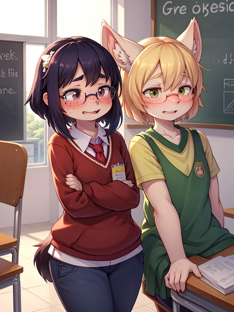 ugly face female , ugly loose body , (Freckles:0.9) , Romance , (sexual harassment:0.2) , dull Fluttery clothes , shy geek , school , Embarrassing things that girls can't say