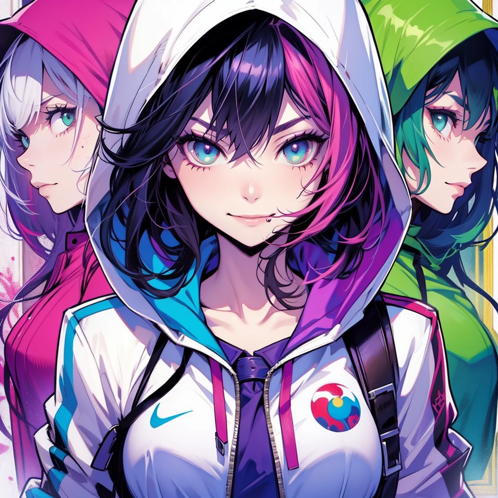 a woman sitting on a ledge in front of a full moon,red, green luminaty , Gotich, comic cover art, goth girl, sexy :8, attractive character, on amino, bats flying over tombstones, nico robin, horror smile, spike collar, beautiful fantasy painting, cruel korean goth girl, sultry and beckoning, pfp