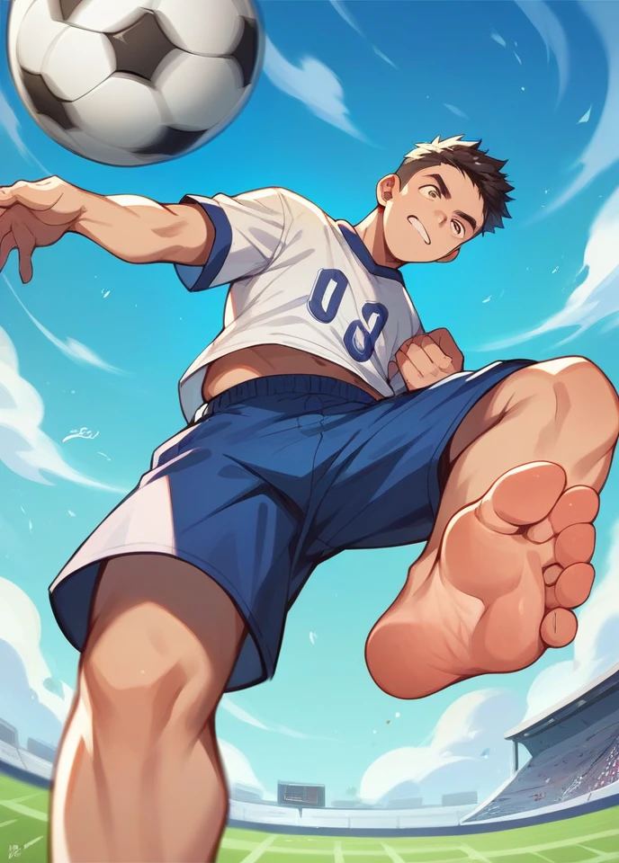 Soccer boy
Showing feet
Low angle