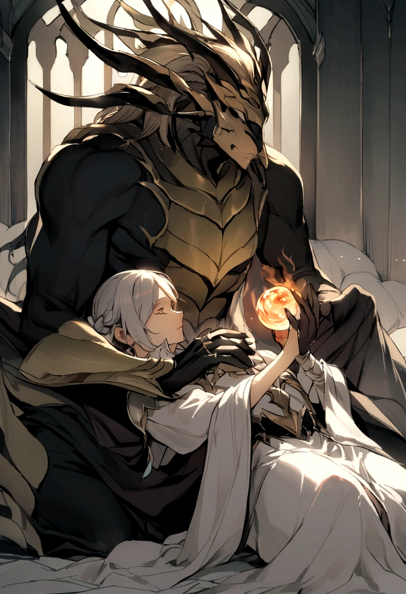 The two boys had fair skin，on the bed，Embrace