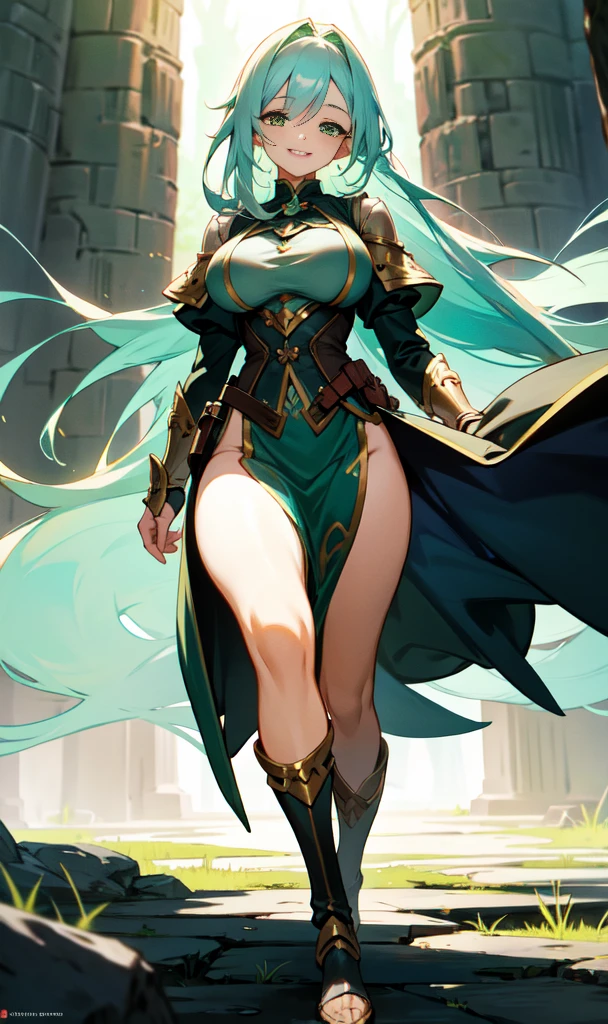 Adult female, curvy body, thick body, DDD size breasts, dark green hair, medium length hairstyles, light cyan blue eyes, very beautiful, glasses, armor.