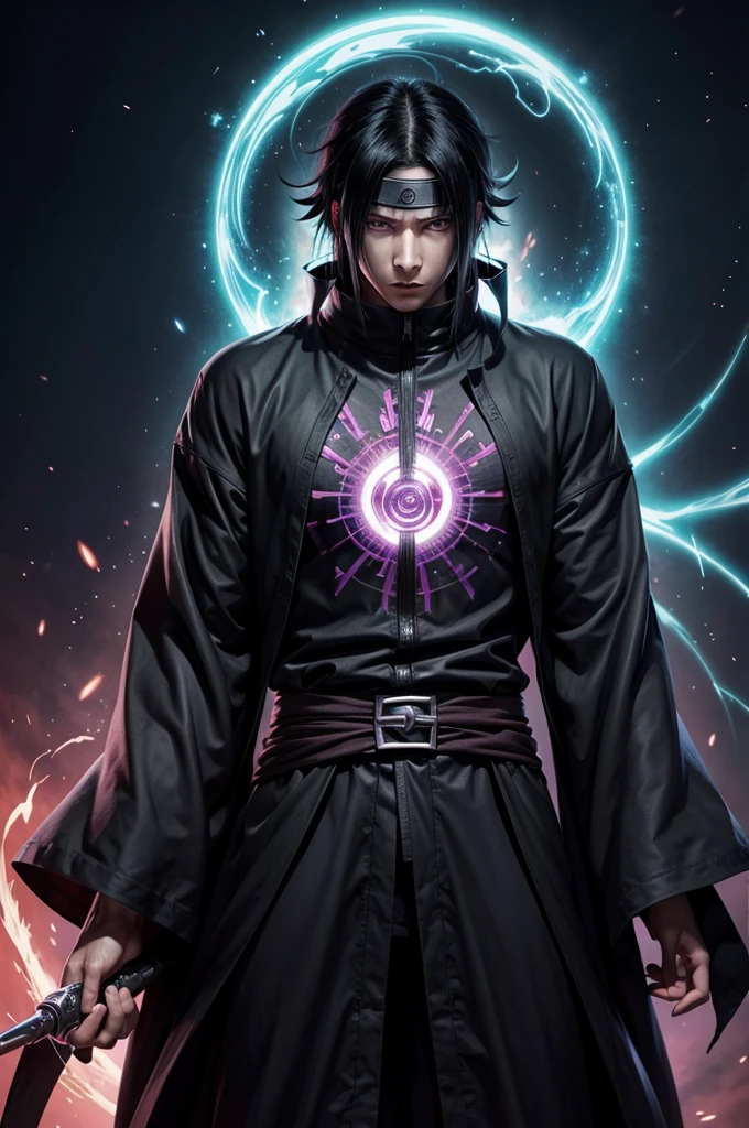 Susanoo, naruto art, anime art, susanoo from sasuke uchiha, skill, giant spirit, translucent black.
