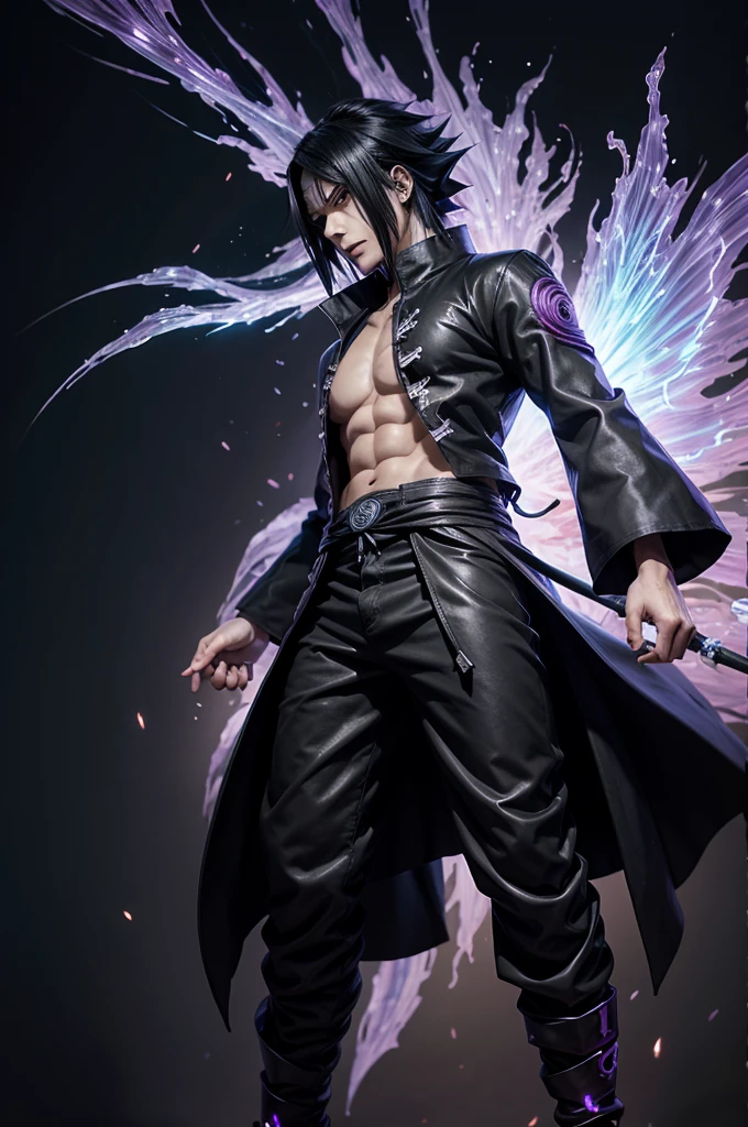 Susanoo, naruto art, anime art, susanoo from sasuke uchiha, skill, giant spirit, translucent black.