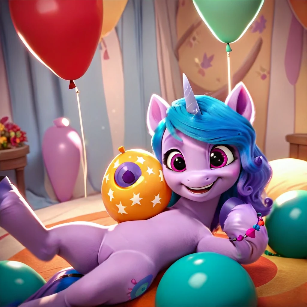 score_9, score_8_up, score_7_up, score_6_up, score_5_up, score_4_up, 
female, Izzy Moonbow, solo, looner, nonpop, balloon nonpop, detailed background, party, selfie, fanservice, plot, balloon fetish, balloon support, 3d, hd, 4k, solo,
safe, rating safe,
spread legs, plot, blowing up balloons, balloon blowing, wide hips, arched back, overinflated balloon, tight balloon, necked balloon, translucent balloon, white star print on balloon, balloon inflation,
motion blur, bouncing, squeaking, noisy, loud,
My Little Pony: Make Your Mark, My Little Pony: A New Generation, cinematic, dynamic angle, depth of field, bloom, subsurface scattering