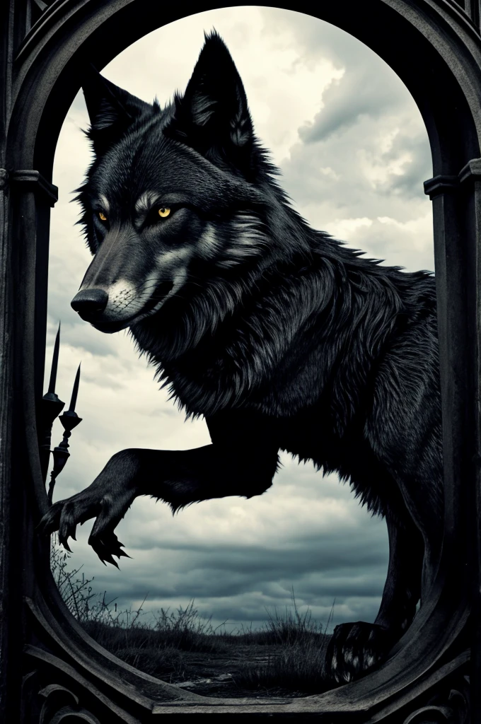 Scary gothic wolf