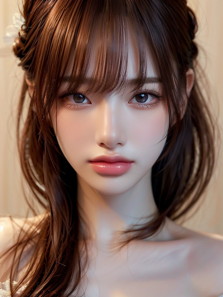 masterpiece, Highest quality, Realistic, Highly detailed CG integrates 8K, 8K,(Very beautiful face, Beautiful Lips, Beautiful Eyes), Exquisitely detailed face,1 Girl, Very beautiful girl,Exquisite eye makeup,Subtle eye detail,The best example of four fingers and one thumb,Toned figure,Nice and beautiful smile,、Age 25、Highest quality、8K Masterpiece、Ultra-high resolution、(Photorealistic:1.3)、RAW Photos、1 girl、Silvery white hair、Glowing Skin、1. Super-beautiful Cyberpunk Soldiers、((Ultra-Realistic Details))、Portrait、Global Illumination、Shadow、Octane Rendering、8K、Super sharp、Beautiful breasts、Bare skin exposed in the cleavage、Metal、Cold colors、、Very intricate details、Realistic Light、CGSoation Trend、Beautiful Eyes、Shining Eyes、To the camera、Neon Details、