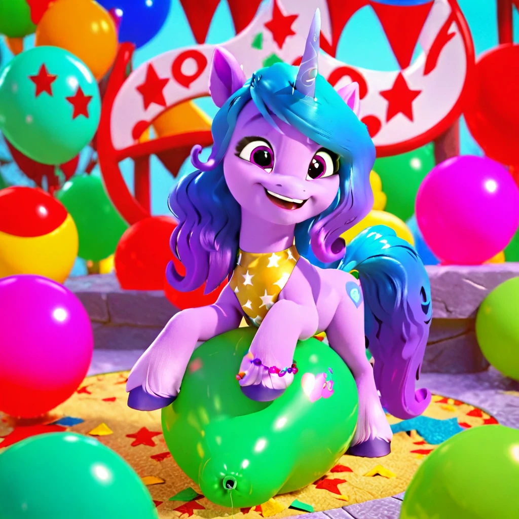 score_9, score_8_up, score_7_up, score_6_up, score_5_up, score_4_up, 
female, Izzy Moonbow, solo, looner, nonpop, balloon nonpop, detailed background, , selfie, fanservice, plot, balloon fetish, balloon support, 3d, hd, 4k, solo,
safe, rating safe,
spreat, blowing up balloons, balloon blowing, wide hips, arched back, overinflated balloon, tight balloon, necked balloon, translucent balloon, white star print on balloon, balloon inflation, bouncing, squeaking, noisy, loud,
My Little Pony: Make Your Mark, My Little Pony: A New Generation, cinematic, dynamic angle, depth of field, bloom, subsurface scattering