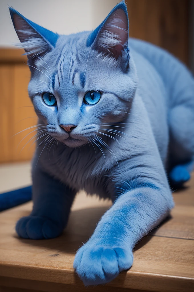 Create a realistic blue cat