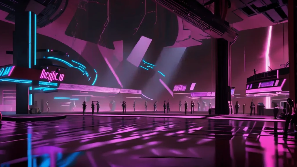 Nightclub, scenery, dancing pole, cyberpunk style,