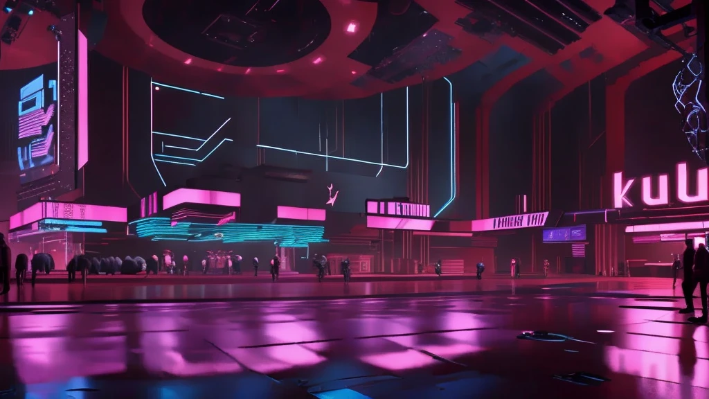 Nightclub, scenery, dancing pole, cyberpunk style,