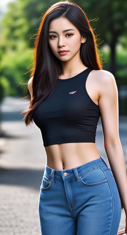 (((Open Stance)))、 ((White lace T-shirt)), Gazing at the audience、((White shorts))、Standing with legs open to the sides、((Sexy young woman&#39;s body:1.4)),

