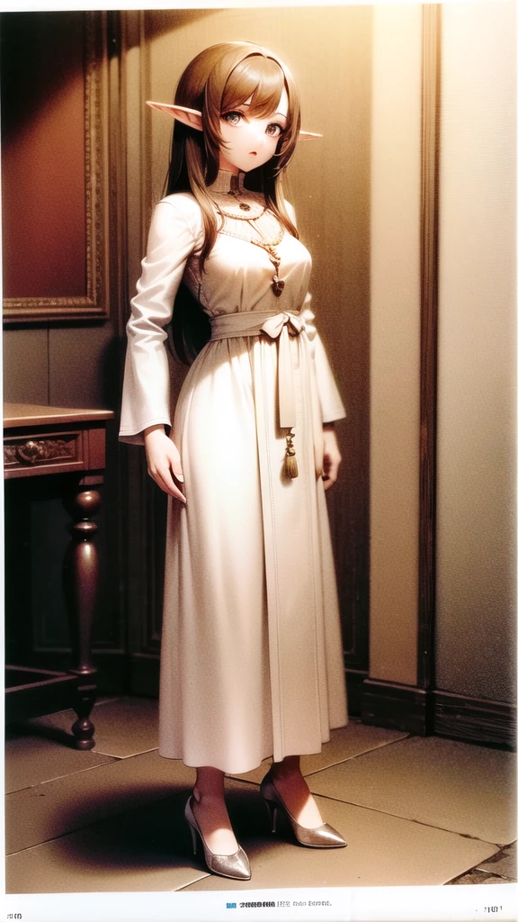 realisitic,best qualityer,(work of art:1.2),absurderes,(1 girl, standing alone),water colour,A beautiful woman,retrato de meio corpo, , extremely luminous bright design,(inking:1.3), white medieval clothing,gazing at viewer, female elf, Pink long hair, Eyes red