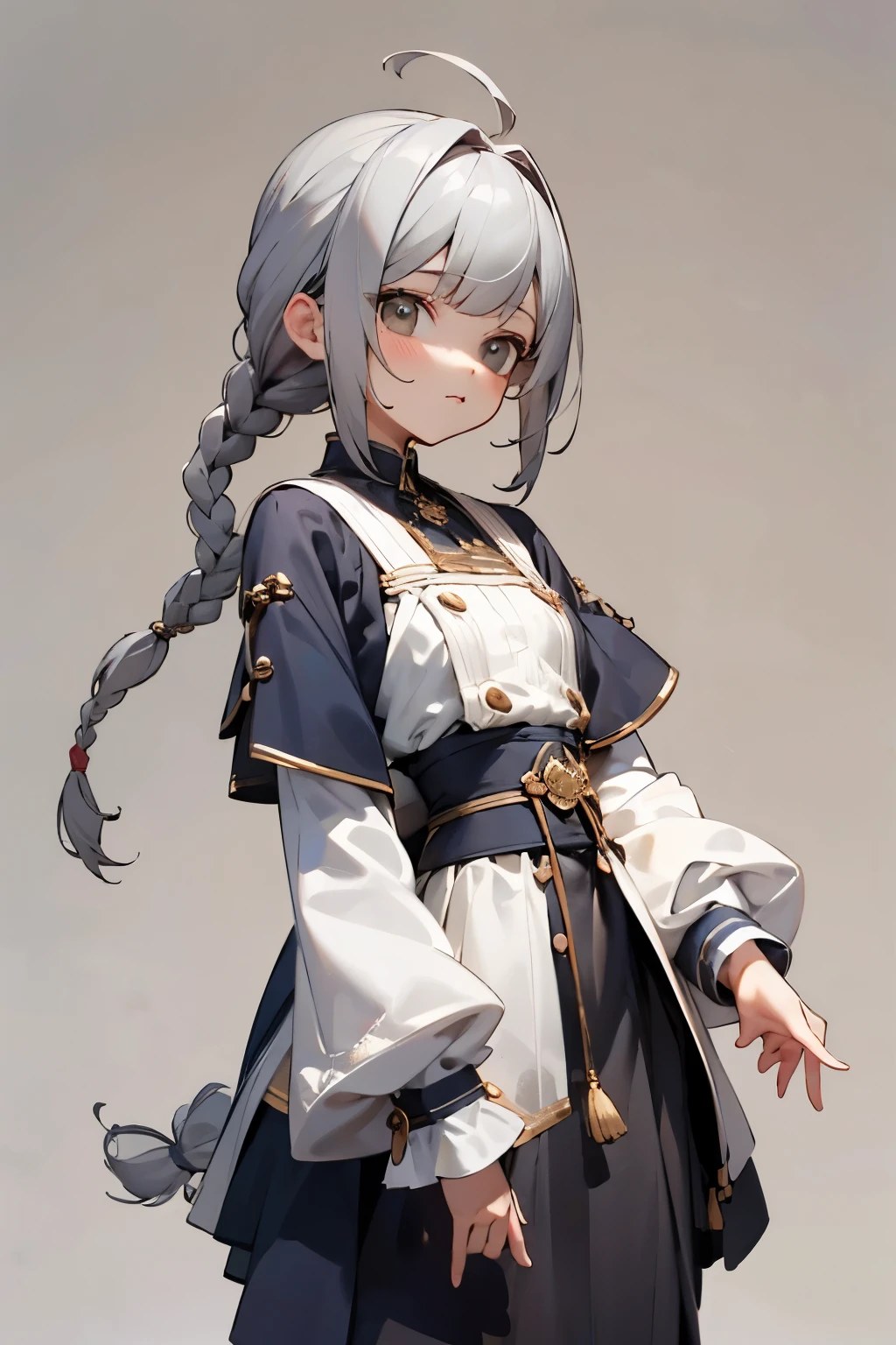 (No background), ((cute)), (Gray Hair), (Braid), ,