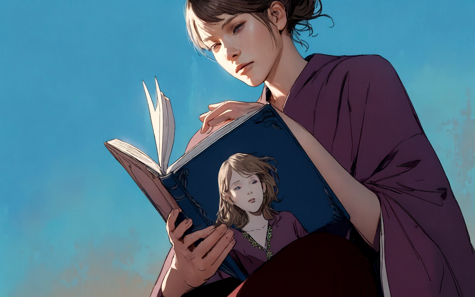 a man falling while reading a book, detailed portrait, photorealistic, 8k, high quality, intricate details, dramatic lighting, moody atmosphere, dramatic composition, sense of motion and movement, realistic skin textures, delicate fabric folds, natural lighting, warm color palette, cinematic feel, dramatic framing, chiaroscuro lighting, detailed background elements, realistic depth of field, masterpiece