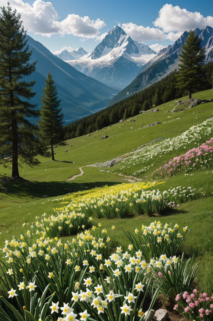 Can you create mountains with plants and trees and flowers Narcissus 