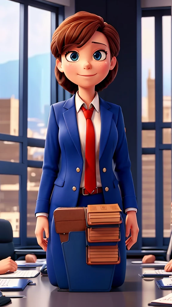 The boss announces the company trip in the conference room.