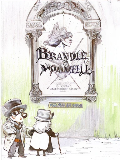drawing of a man and a woman standing in front of a sign, cover art, cover illustration, comic cover, children's book cover, book cover!!!!!!!!!!!!, book cover illustration, inspired by J. J. Grandville, (french bande dessinée), book cover art, art concept for a book cover, published art, book cover, art cover illustration