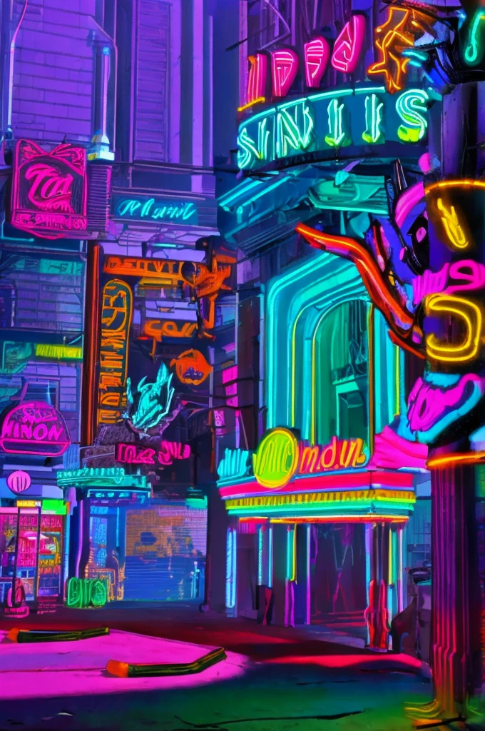 inside, stripclub, cyberpunk style, neon lights, scenery , dancing poles