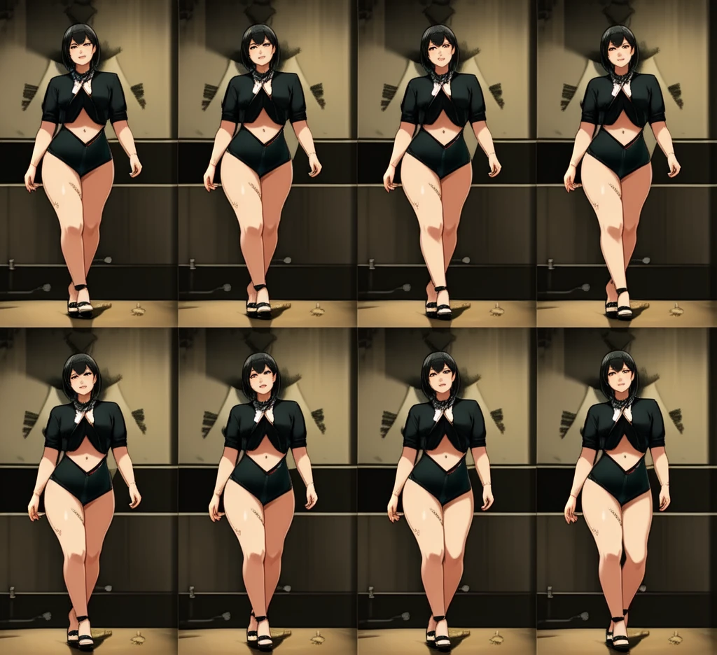 masterpiece, best quality,1girl, ((young girl)), shiny skin, (thin waist), ((curvy)), ((wide hips)), ((small size)), hot, soft natural lighting, reflections, bright illuminations, full body, ((pasties back )), big long black hair, tomoko, sexy, slim figure, Detailed green eyes, Detailed face, Detailed eyes, tomoko kuroki, watamote,