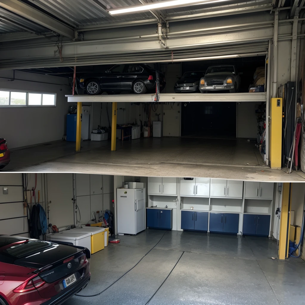 garage measuring 4 meters by 5 meters, with two cars