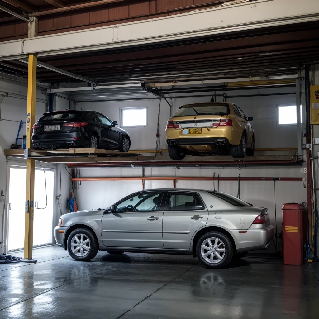 garage measuring 4 meters by 5 meters, with two cars