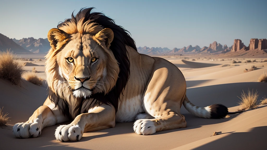 A high quality lion, hyper realist, cinematographic.