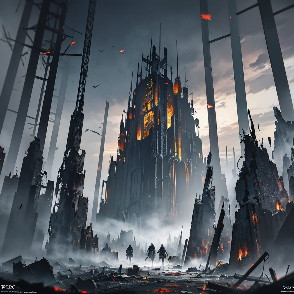 plaid pieces on a plaid board surrounded by debris and debris, surreal plaid, plaid game, plaid, Complex and epic composition, surreal dark fantasy, by Ludwik Konarzewski, dramatic cinematic composition, 3D rendering and matte painting, dramatic cinematic scene, aftermath of a great battle, epic surrealism oil painting 8k, winning photo, amazing photo, playing plaid
