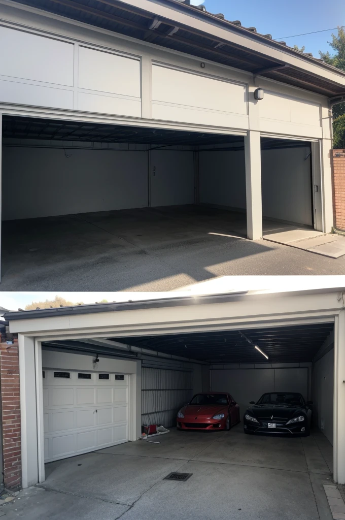house garage measuring 4 meters by 5 meters, with two cars parked, a clean and beautiful garage
