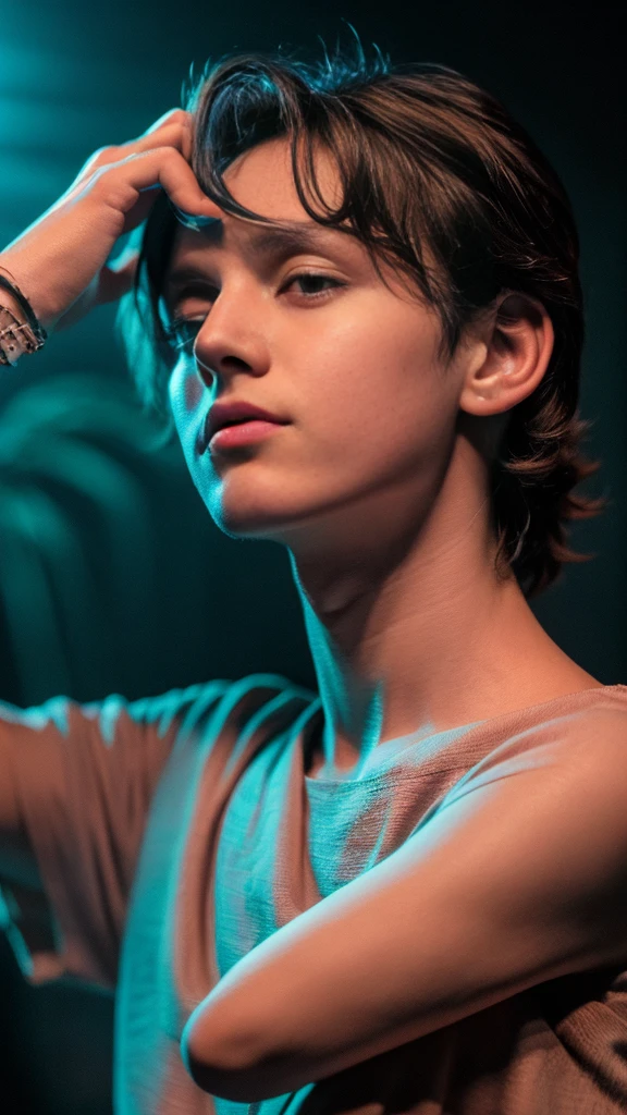 masterpiece, ((Beautiful Boy)), ((logic)), ((High resolution)), RAW Photos, The veins in his arms are visible, Perfect limbs, Beautiful double eyelids, Depth of the written border, Cinema Lighting, Delicate depiction of hair, (good looking), Familiar,  There&#39;s no one here, Beautiful Nose, Observe the audience, ((首logicまで少しカールした黒のショートヘア)), (Nude),, ((Shiny, Hairless muscle)), Simple modern room, smile, Very beautiful and pretty face