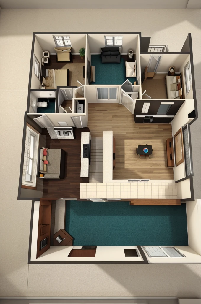 3d floor plan square shape
