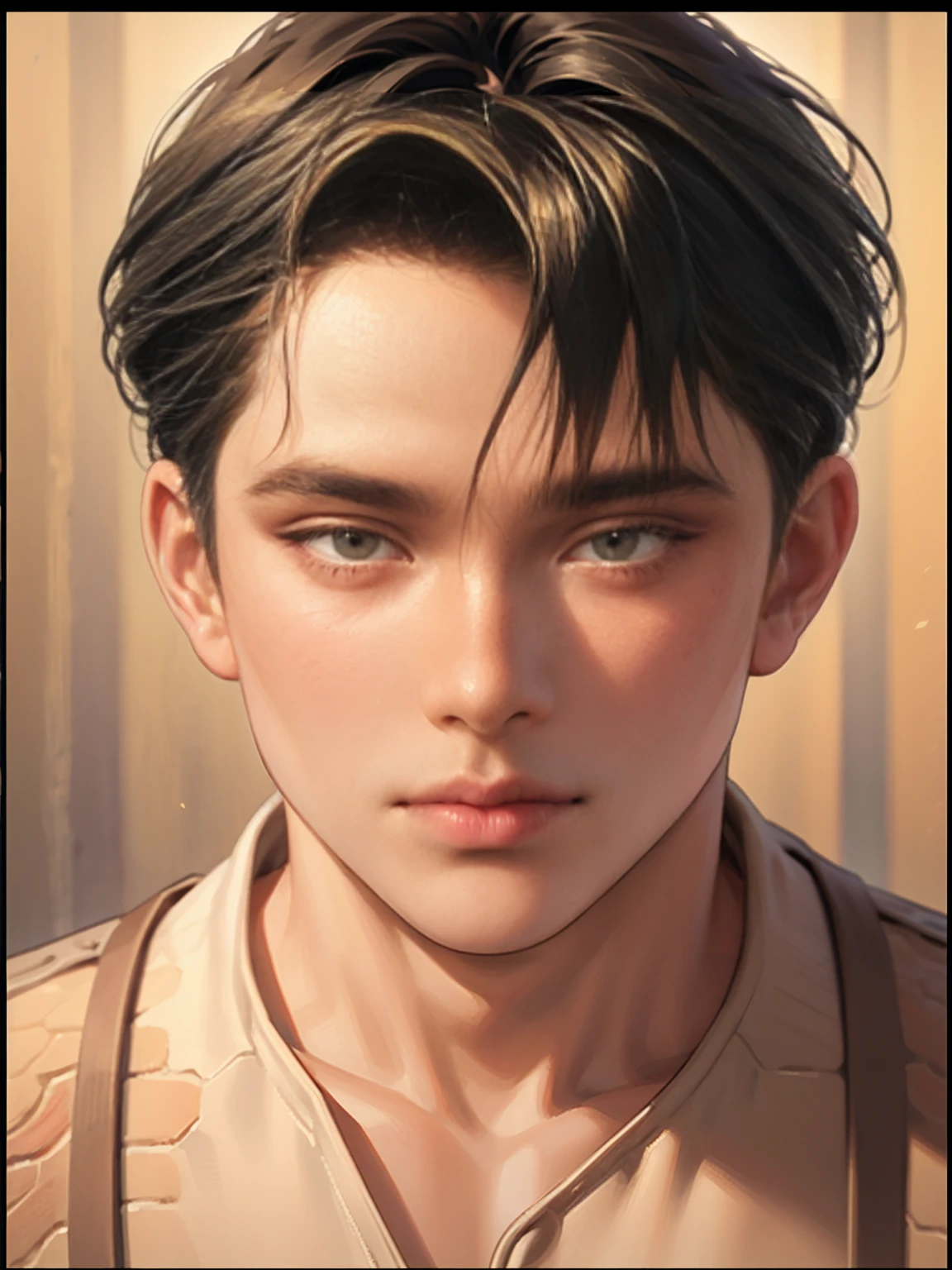 8K, best quality, masterpiece, Ultra-high resolution, (realism: 1.4), original photo, (Realistic skin texture: 1.3), (Film Grain: 1.3), (Selfie Angle), 1 boy, Beautiful eyes and face details, masterpiece, best quality, close up, Upper Body, Looking at the audience