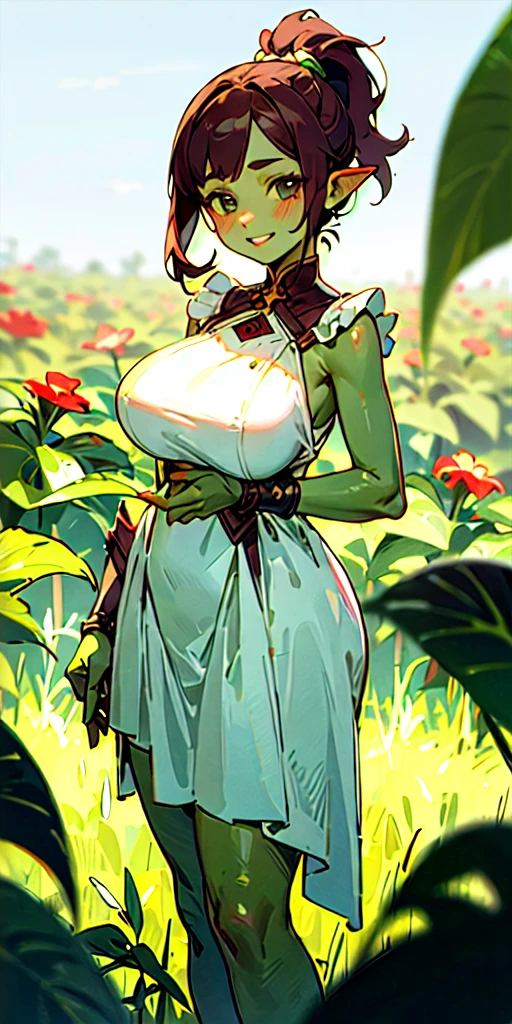 From a bustling marketplace, the forest-green-skinned Giantess Goddess towers above in a gown of entwined vines and blooming flowers. Her piercing emerald eyes scan the crowd below, delighting in their terror. She picks up a handful of tiny, screaming people, her laughter echoing through the air. "Look at you squirm," she mocks, pressing them against her verdant curves, savoring their futile struggles.

