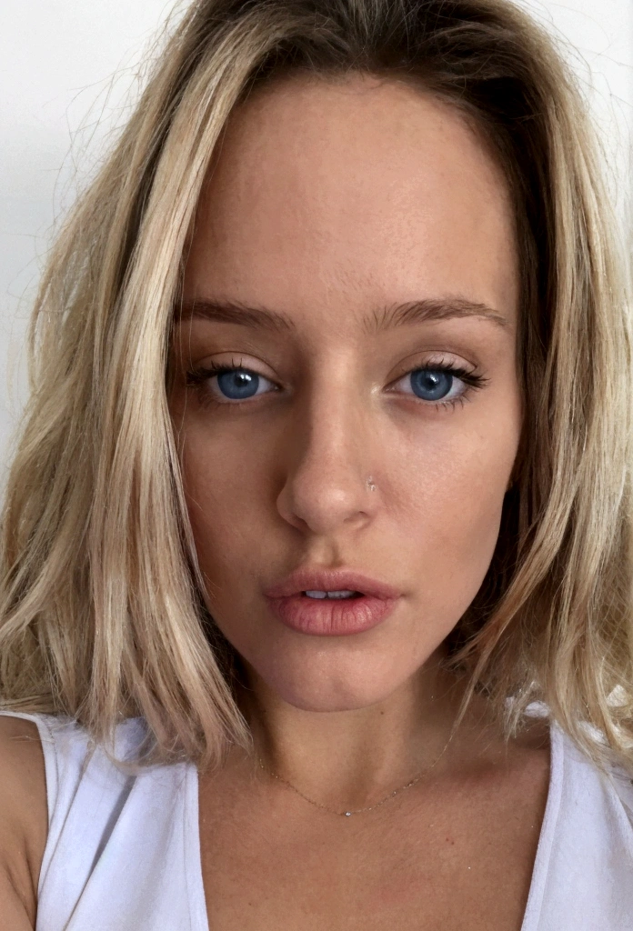 jolie fille blond , cinema, sexy, solo, detaillier, 1m70 , yeux bleu, mignionne, acroupies, tenu de sport, selfie