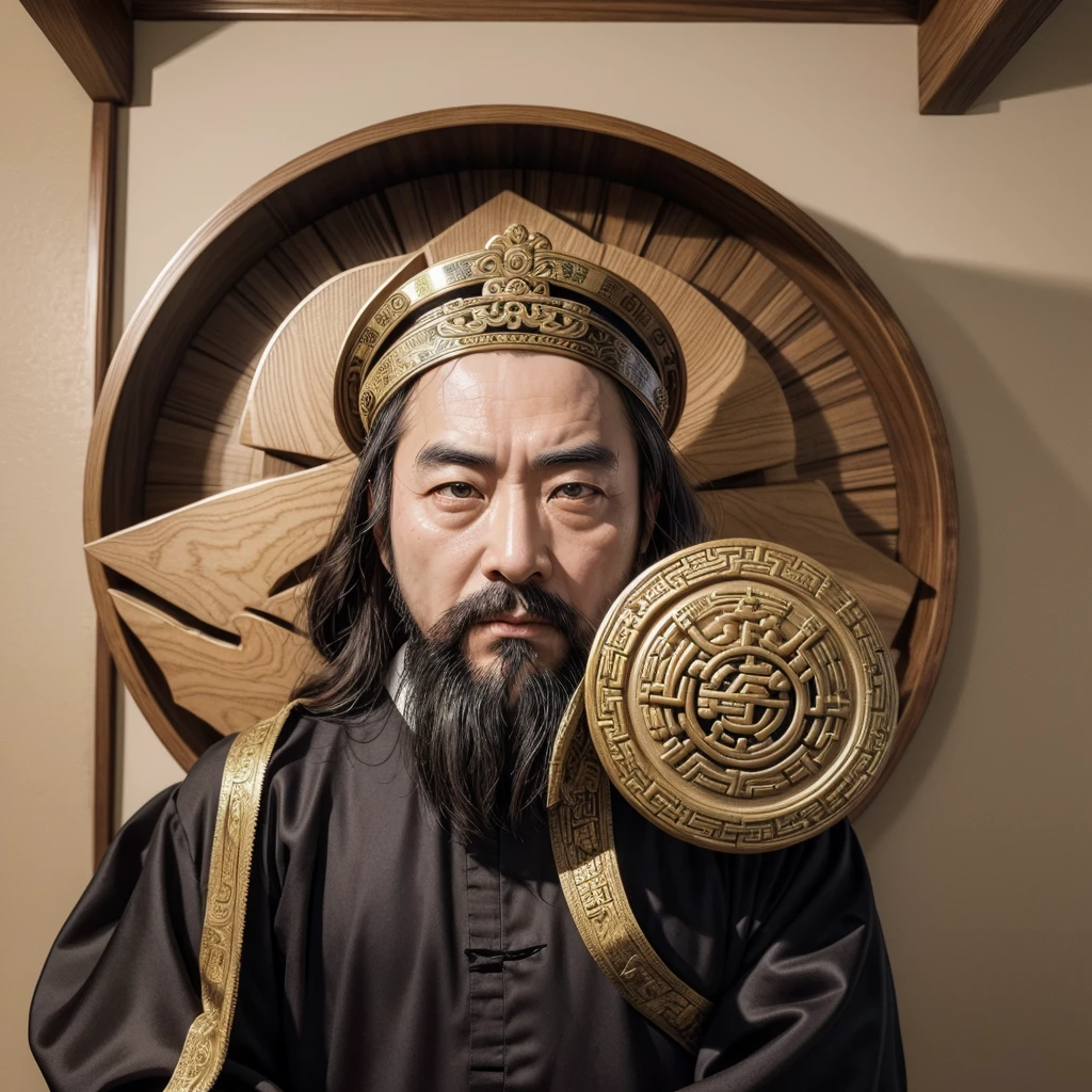 "Design a logo featuring Confucius, the ancient Chinese philosopher. The logo should depict Confucius with an aura of wisdom and calm presence. He should have a serene and thoughtful expression, wearing traditional Chinese scholar robes. Incorporate elements that symbolize wisdom, education, and philosophy, such as scrolls, books, or a traditional Chinese setting. The overall design should exude a sense of education, wisdom, and tranquility, suitable for a motivational and stoic-themed YouTube channel."
