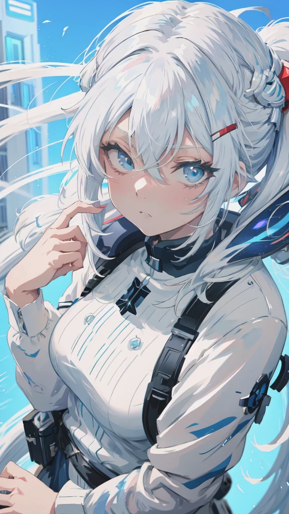 Anime girl with white hair and blue eyes brushing her teeth, 2 d Anime Style, Anime Styled, Anime Style character, Anime Style 4 k, Anime art style, high quality Anime art style, Anime Style portrait, Girls Frontline Style, Anime Style. 8K, trigger Anime art style, Perfect white hair girl, Inspired by anime, in an Anime Style, Style Anime