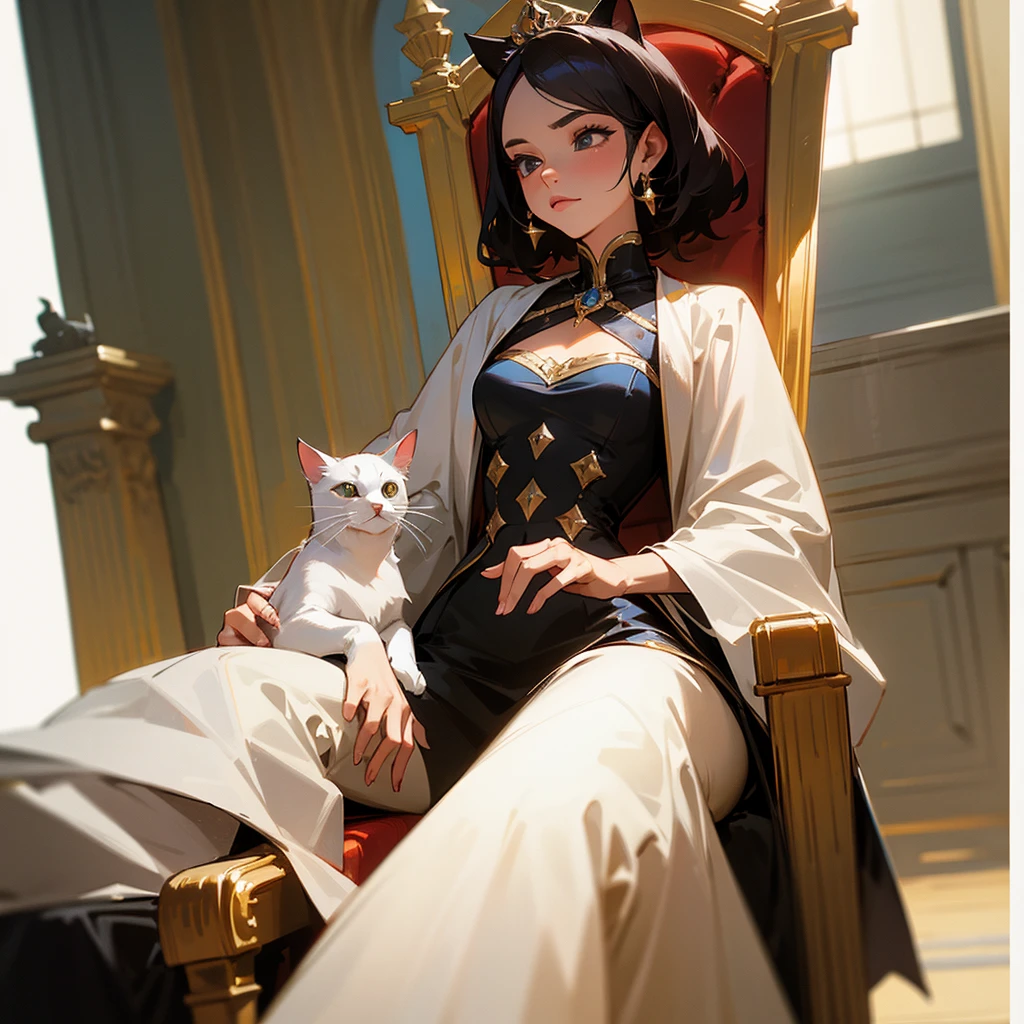 a costumed woman sitting on a throne with a cat's head, Anime goddess, ((a beautiful fantasy empress)), a beautiful fantasy empress, guweiz masterpiece, gorgeous goddess, beautiful seductive anime woman, Guweiz, 极其详细的Artgerm, artwork in the style of guweiz, ancient goddess, guweiz on pixiv artstation, a woman in costume with a snake on her shoulder, dark queen of snakes, snake woman hybrid, Lilith, Beautiful and elegant demon queen, queen of snakes, snake woman, together | Mediovale, beautiful together, yoshitakka amano karol bak, white horned queen demon, Direction: feng zhu, supernatural goddess