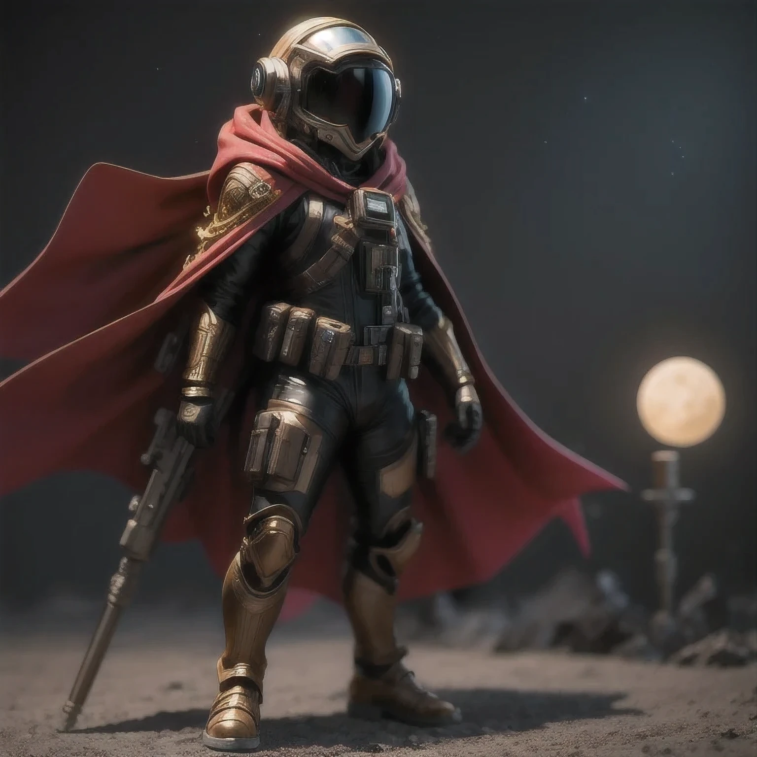 arafed alien with a cape and goggles standing in a pose, sci - fi character, scifi character, scifi character render, moon ray render, 3 d character render, hyper detailed fantasy character, dystopian sci-fi character, 3 d render character art 8 k, character render, small character. unreal engine 5, 3 d character concept artwork, 1 cape, solo