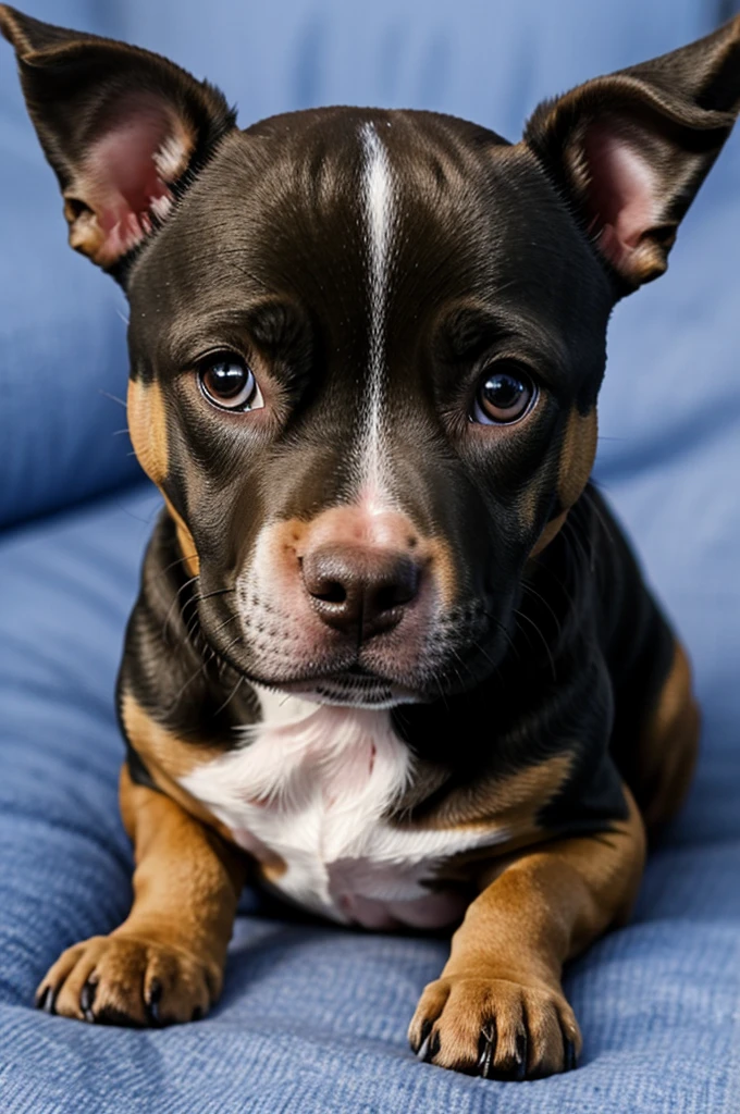 A mix of a pitbull puppy with a chihuahua