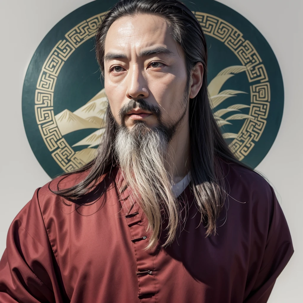 "Design a logo featuring Confucius, the renowned Chinese philosopher. The logo should depict Confucius with an aura of wisdom and calm presence meditando in nature. He should have a serene and thoughtful expression, wearing traditional Chinese robes. Incorporate elements that symbolize philosophy and wisdom, such as ancient scrolls, bamboo, or a Chinese landscape background. The overall design should exude a sense of education, wisdom, and tranquility, suitable for a motivational and stoic-themed YouTube channel."