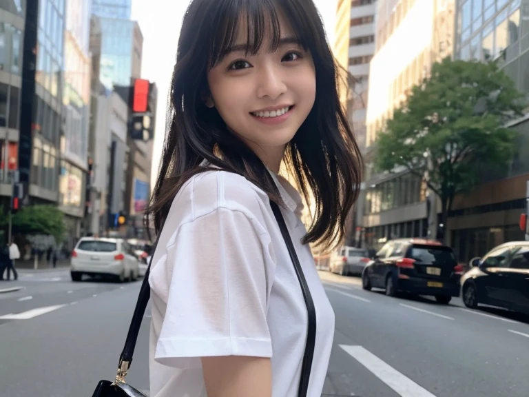 (RAW Photos), (Photorealistic), (masterpiece), (Highest quality), High resolution, 8k resolution, (Exquisite detail), (Volumetric Light), woman, Age 35, short hair, Straight hair, Brown haired, Very thin, Very white and clear skin,Highly detailed eyes, Source Sequence, Very thin eyebrows, eyelash,Highly detailed skin, Highly detailed mouth, Highly detailed nose, The ultimate beauty,Cute like an idol, smile, (上品で透明感のあるWhite blouse), Random body orientation,Medium chest,Beautiful Japanese office lady, White blouse,Ultra-mini pleated skirt, Lace pantyhose, Random Color, Cute Face, Real Light, Correct Anatomy, Riding a bike 1.4、City bike, on the saddle、Grip the steering wheel with both hands, pedal, Angle 1 From below.4、(((Low angle 1.4))), In the city, There is a strong headwind, Skirt flipped up, I can see your pants, Beautiful long legs, From below