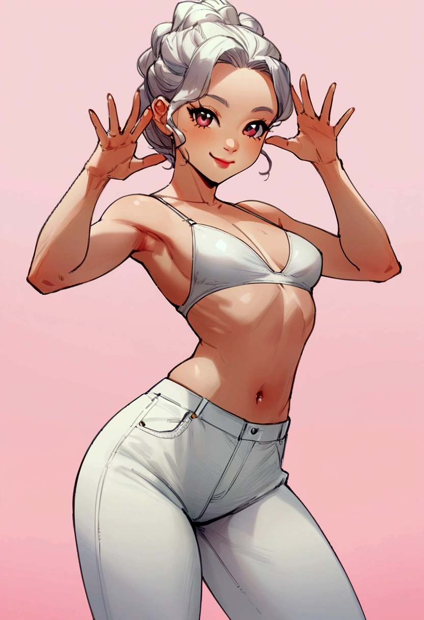 Anime, Anime style, nffsw, retinas, masutepiece, ccurate, Anatomically correct, Textured skin, Super Detail, high details, High quality, awardwinning, Best Quality, hight resolution, Pants are visible 、Realistic texture、White underwear、kawaii pose、Cute smile、sexy pose