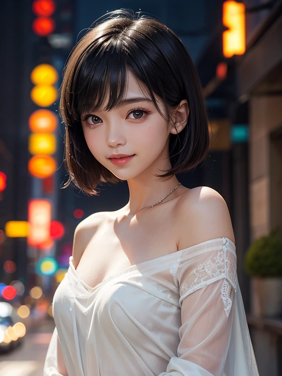 （Fluorescent Color：1.4），（translucent：1.4），（Retro filter：1.4），（strange：1.4），（Photo of a woman，1 girl：1.2），Off-shoulder，light, Smile,Short hair details，Black shawl straight hair，Side Bangs，High-resolution details、Very detailed、light、Surrealism、Soft Light、Deep field focus bokeh，It&#39;s a perfect face，Pretty Face，beautiful eyes，（（Perfect female body）），Candy Land Disneyland，Vague、Softness、Fluffy、softscape，Pale pink sky，Green and blue luster，Elegant light powder，Wonderful rainbow glow、Star，diamond sparkles，Gemstone background，(Hyperrealism)、(Super quality)、light，Rich in details，Full HD，Plenty of lighting，