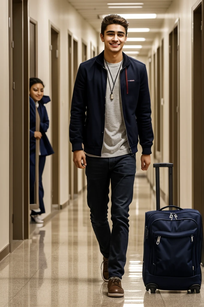 We see Franco, a shy and introverted student, walking down the hallway, lost in thought. He's surrounded by students chatting and laughing, but he keeps to himself