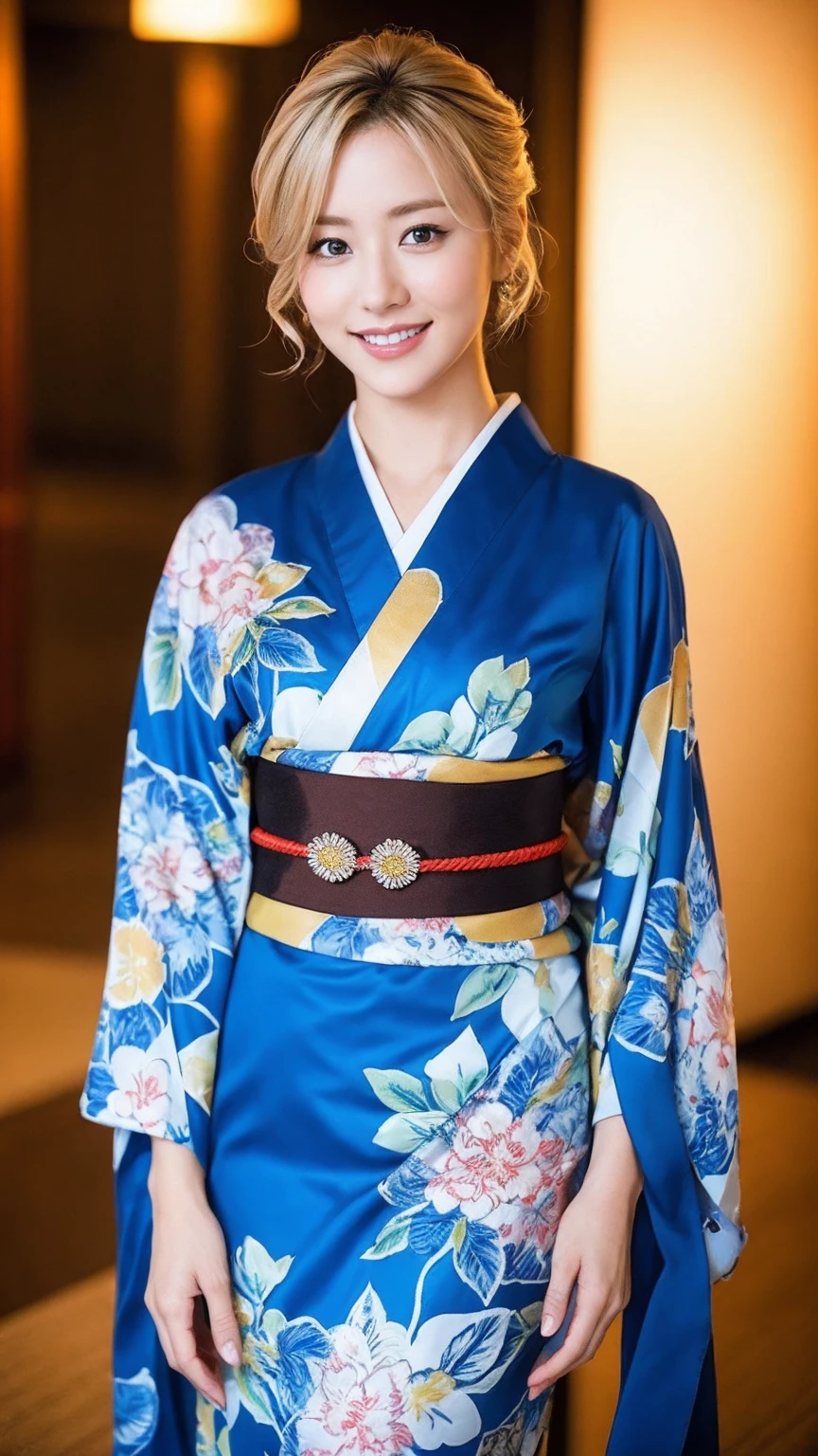 Best-quality, Masterpiece, Ultra-High-Resolution, (Photorealistic:1.4), Raw-Photo, 1girl, lesbian, -yeld, thost popular Japanese idol, extremely cute face like the most famous Japanese idol, extremely beautiful big-black-eyes, extremely beautiful short-hair, extremely beautiful skins, extremely beautiful lips, extremely beautiful extremely short body, having a lot of fun at Japanese hot spring inn, wearing Japanese-YUKATA, detailed Japanese-YUKATA