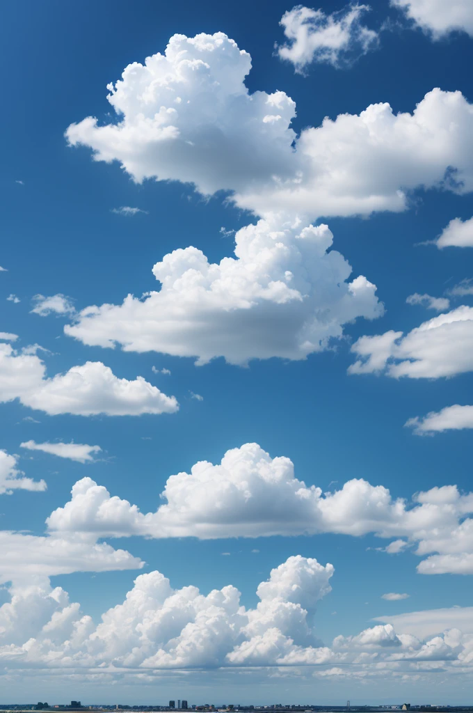 Blue wallpaper with 3 types of clouds , high qualiy , simple art