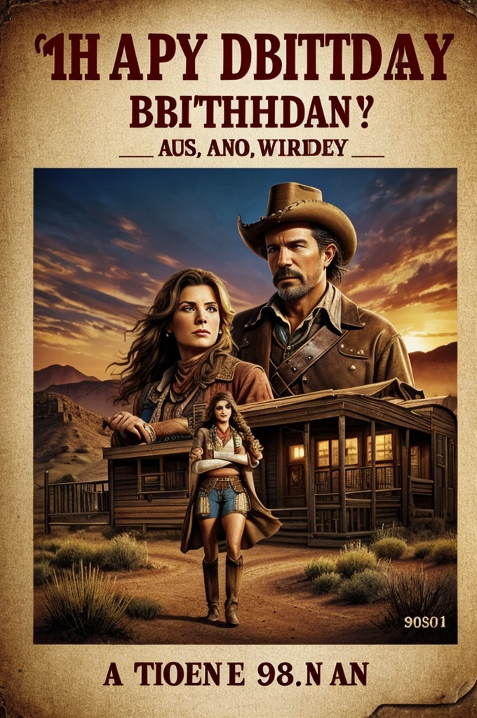 An invitation for a birthday born in 1983, wanted wild west theme, for men and women