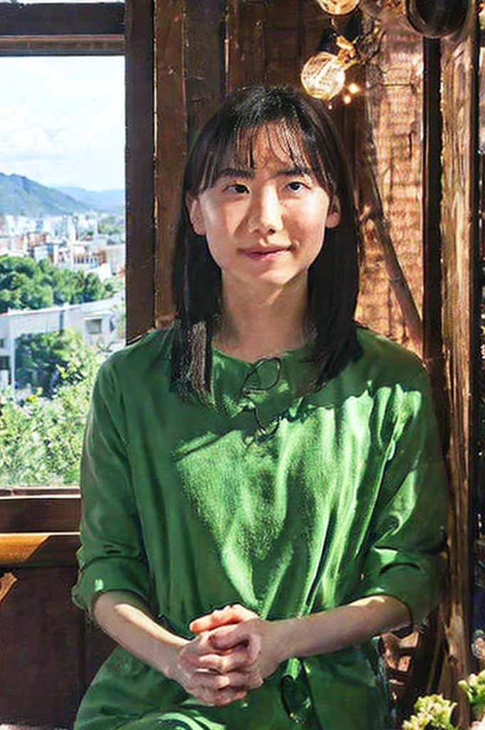 I got a job at a beautiful cafe with a view of nature.。Mana Ashida