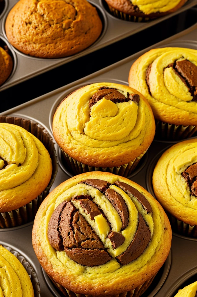 Logo of a muffin company whose mascot is a muffin and this one is made of agraz. At the same time, it has bright colors like red., yellow, brown and orange