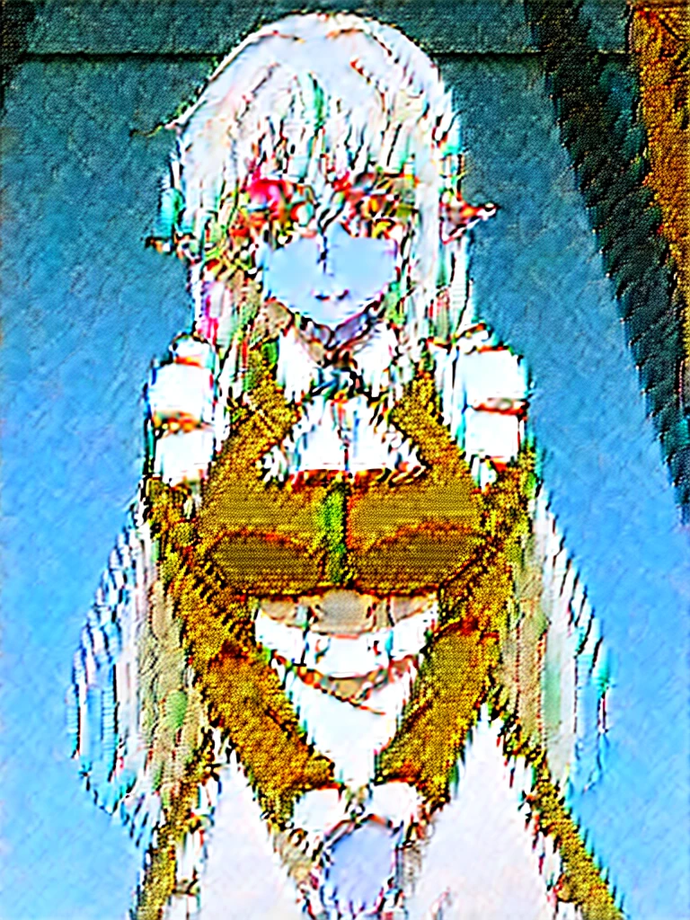 Snow Raiser, Long Hair, One girl, Pointed Ears, Gray Hair, Fairy, alone, Hair between the eyes, blue eyes, Large Breasts        , Maid, Blue clothes, Long sleeve, White apron, Maid apron, White Ascot,  brooch, smile, View your viewers, superiorper body, score_9, score_8_superior, score_7_superior, , anime coloring ,Break Source_anime, anime